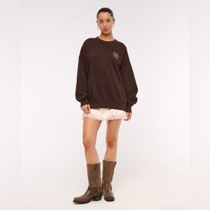 Abercrombie Fitch ANF Dark Coffee Brown Western Sunday Crew Sweater Sweatshirt